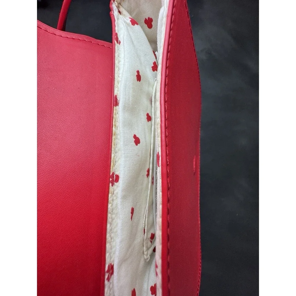 Disney Parks Minnie Mouse Icon Red Crossbody Bag Black Bow Adjustable Strap - Picture 11 of 11